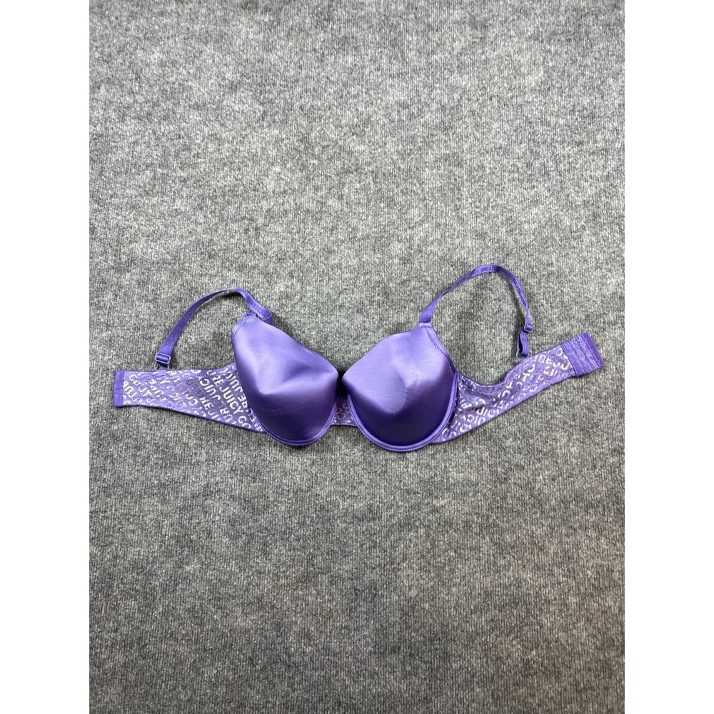 Juicy Couture Intimates Underwire T Shirt Bra Women 38DD Purple Lace Wing Padded